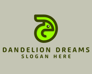 Green Chameleon Letter D logo design