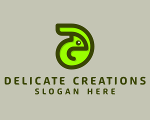 Green Chameleon Letter D logo design