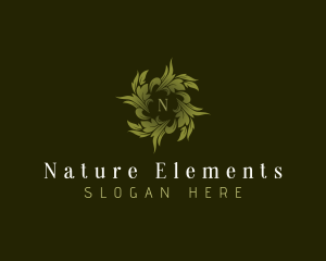 Natural Leaf Wreath logo design