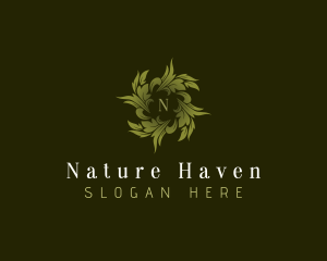 Natural Leaf Wreath logo design