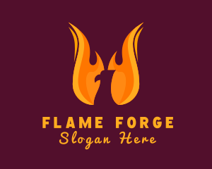 Flaming Phoenix Bird logo design