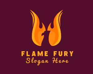 Flaming Phoenix Bird logo design