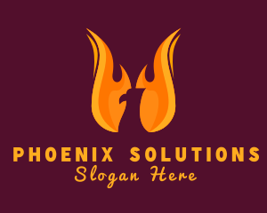 Flaming Phoenix Bird logo design