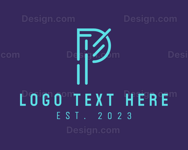 Neon Tech Letter P Logo