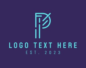 Neon Tech Letter P logo