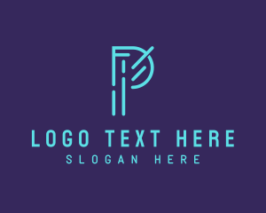 Neon Tech Letter P logo