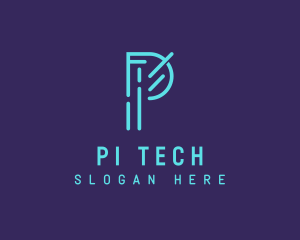 Neon Tech Letter P logo design