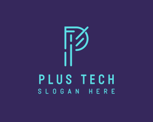 Neon Tech Letter P logo design