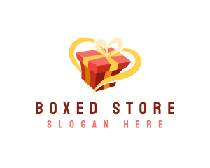 Gift Box Ribbon logo design