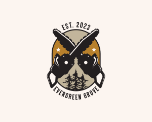 Chainsaw Tree Logging logo design