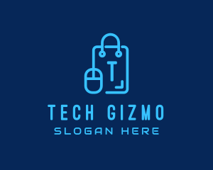 Tech Mouse Shopping Bag logo design