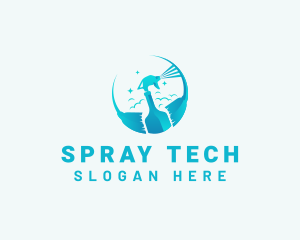 Sprayer Broom Cleaning logo design