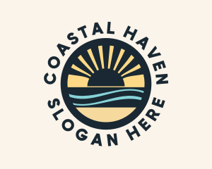 Coastal Sea Sunrise logo design