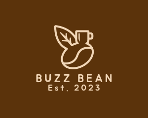 Organic Coffee Bean Leaf logo design