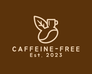 Organic Coffee Bean Leaf logo design