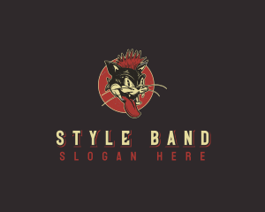 Retro Cat Punk Band  logo design