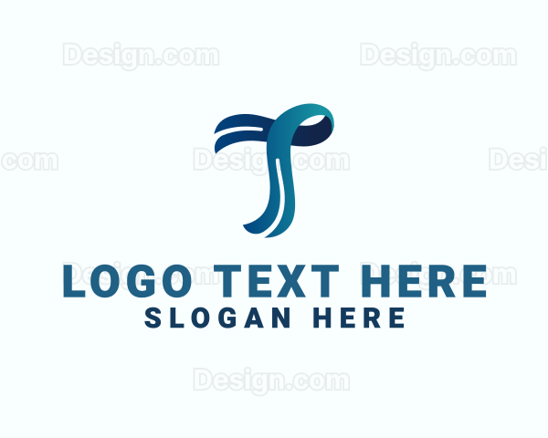 Business Ribbon Script Letter T Logo