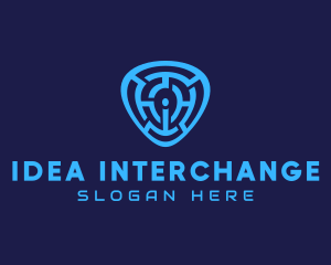 Blue Labyrinth Letter I logo design