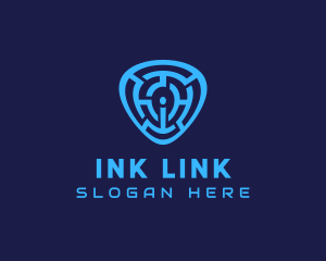 Blue Labyrinth Letter I logo design