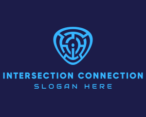 Blue Labyrinth Letter I logo design