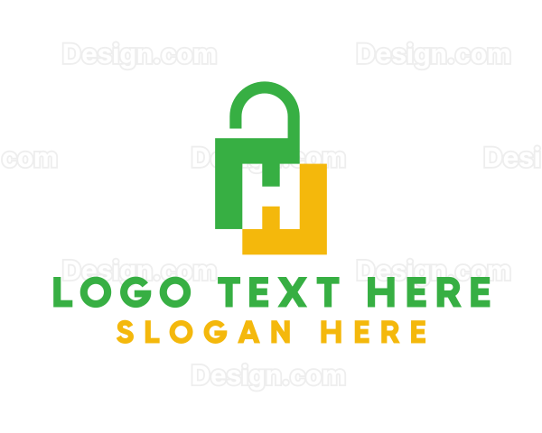 Green Yellow H Padlock Logo