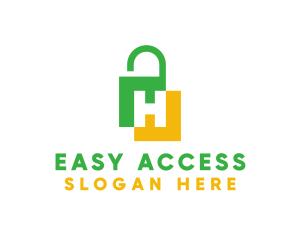 Green Yellow H Padlock logo