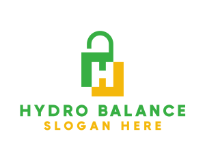 Green Yellow H Padlock logo design