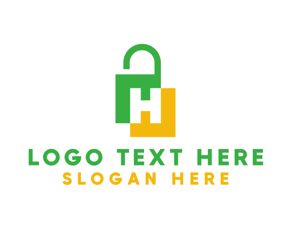 Green Yellow H Padlock logo