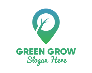 Green Tree Pin logo design