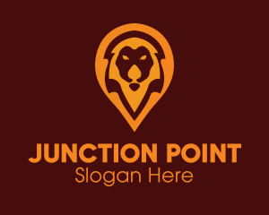 Lion Location Pin logo design