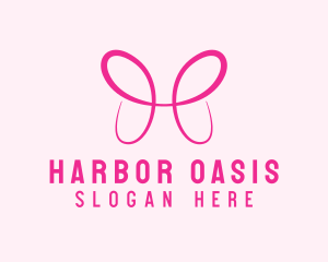 Pink Butterfly Letter H logo design