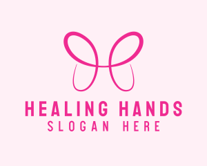 Pink Butterfly Letter H logo design