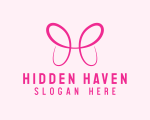 Pink Butterfly Letter H logo design