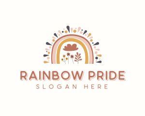 Rainbow Organic Flower logo design