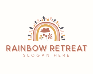 Rainbow Organic Flower logo design