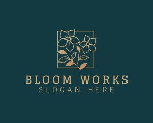 Gold Bloom Flower  logo design