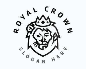 Minimalist Lion King Crown logo design
