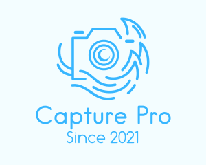 Blue Camera Waves logo design