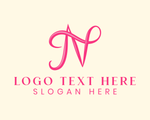 Pink Calligraphic Letter N logo