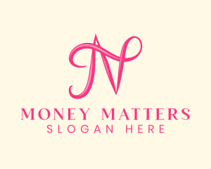 Pink Calligraphic Letter N logo