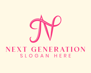 Pink Calligraphic Letter N logo design