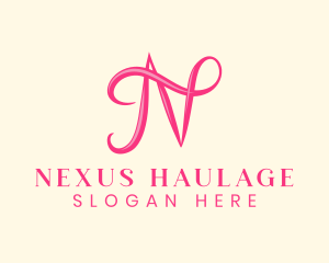 Pink Calligraphic Letter N logo design