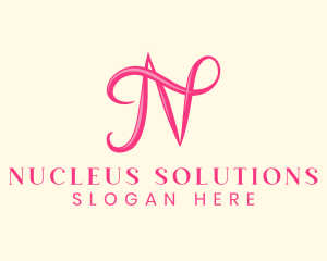 Pink Calligraphic Letter N logo design