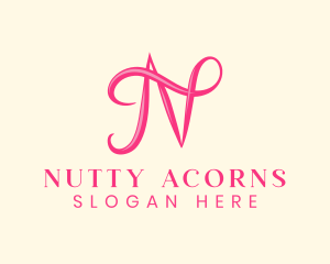 Pink Calligraphic Letter N logo design