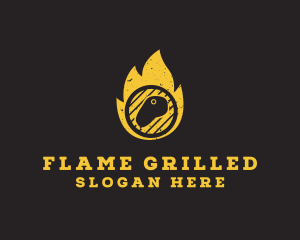 Steak Grill Fire logo design