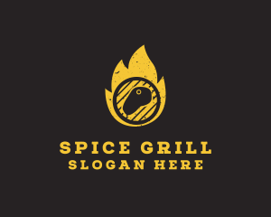 Steak Grill Fire logo design