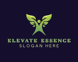Eco Leaf Person Gardening Logo