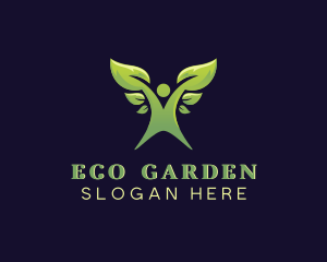 Eco Leaf Person Gardening logo design