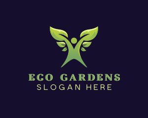 Eco Leaf Person Gardening logo design