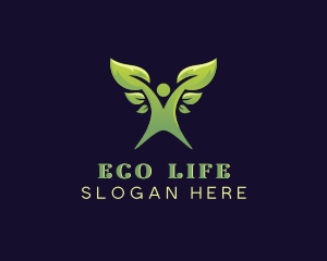 Eco Leaf Person Gardening logo design